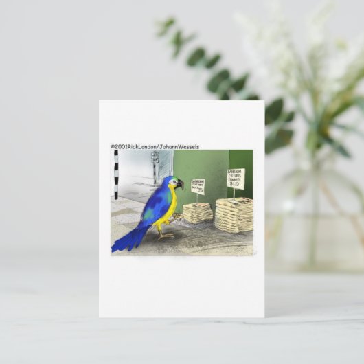 Parrot Bathroom Fixtures Funny Cartoon Gifts Briefkaart (Staand voorkant)