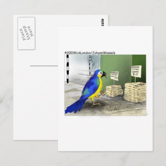 Parrot Bathroom Fixtures Funny Cartoon Gifts Briefkaart (Voorkant / Achterkant)