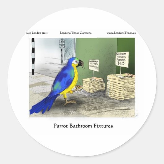 Parrot Bathroom Fixtures T - shirts Mokken Kaarten Ronde Sticker (Voorkant)