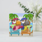 Parrot Beach Party Uitnodiging - SRF (Staand voorkant)