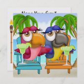 Parrot Beach Party Uitnodiging - SRF (Voorkant / Achterkant)