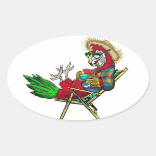 Parrot Beach voorzitter Ovale Sticker