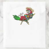 Parrot Beach voorzitter Ovale Sticker (Tas)