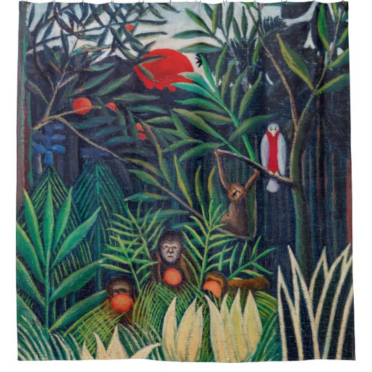 Parrot bij apen in het Oerwoud bos Douchegordijn (Voorkant)