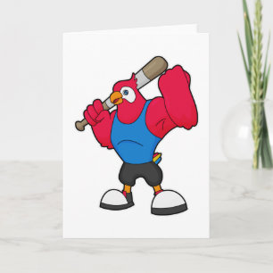 Parrot bij Baseball met honkbalknuppel Kaart