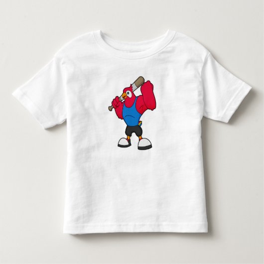 Parrot bij Baseball met honkbalknuppel Kinder Shirts (Voorkant)