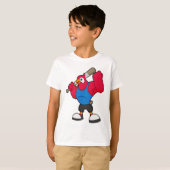 Parrot bij Baseball met honkbalknuppel T-shirt (Voorkant volledig)