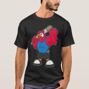 Parrot bij Baseball met honkbalknuppel T-shirt