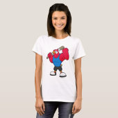 Parrot bij Baseball met honkbalknuppel T-shirt (Voorkant volledig)