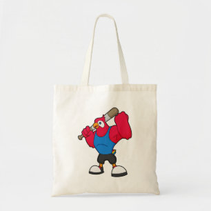 Parrot bij Baseball met honkbalknuppel Tote Bag