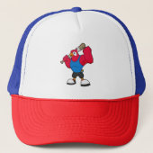 Parrot bij Baseball met honkbalknuppel Trucker Pet (Voorkant)