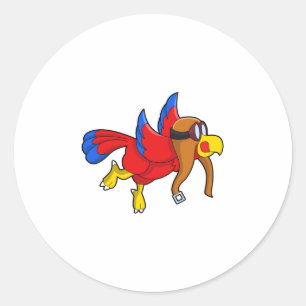 Parrot bij Flying as Pilot Ronde Sticker