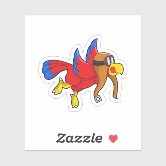 Parrot bij Flying as Pilot Sticker (Vel)
