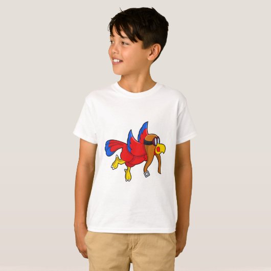 Parrot bij Flying as Pilot T-shirt (Voorkant volledig)