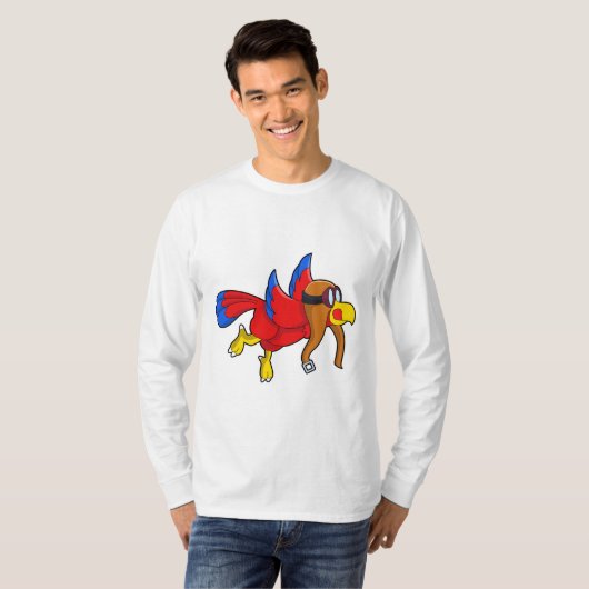 Parrot bij Flying as Pilot T-shirt (Voorkant volledig)