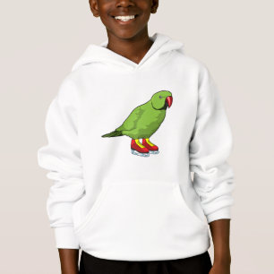 Parrot bij ijsschaatsen met ijs-schaatsen