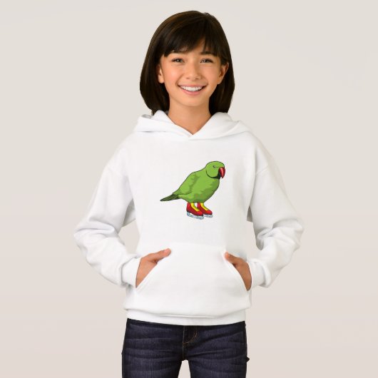 Parrot bij ijsschaatsen met ijs-schaatsen (Voorkant volledig)