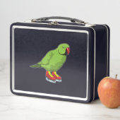 Parrot bij ijsschaatsen met ijs-schaatsen (In situ)