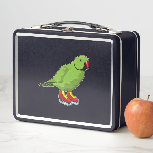 Parrot bij ijsschaatsen met ijs-schaatsen (In situ)