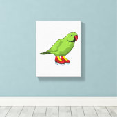 Parrot bij ijsschaatsen met ijs-schaatsen canvas afdruk (Insitu (Houten vloer))