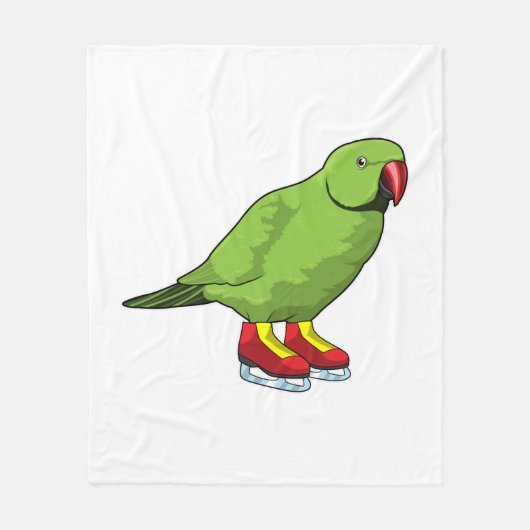Parrot bij ijsschaatsen met ijs-schaatsen fleece deken (Voorkant)