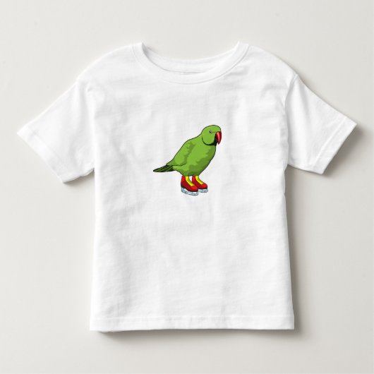 Parrot bij ijsschaatsen met ijs-schaatsen kinder shirts (Voorkant)