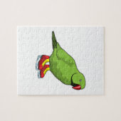 Parrot bij ijsschaatsen met ijs-schaatsen legpuzzel (Horizontaal)