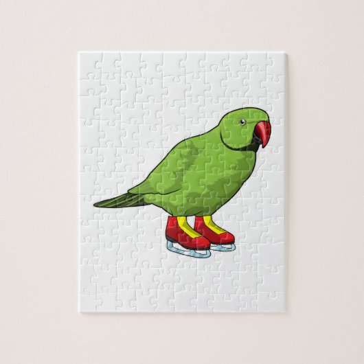 Parrot bij ijsschaatsen met ijs-schaatsen legpuzzel (Verticaal)
