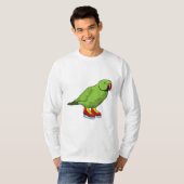 Parrot bij ijsschaatsen met ijs-schaatsen t-shirt (Voorkant volledig)