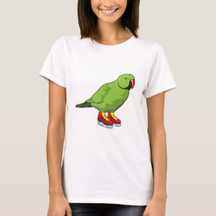 Parrot bij ijsschaatsen met ijs-schaatsen t-shirt