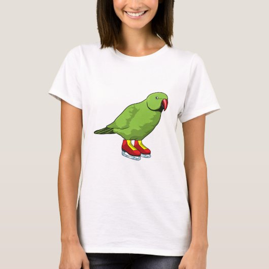 Parrot bij ijsschaatsen met ijs-schaatsen t-shirt (Voorkant)