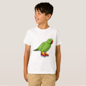 Parrot bij ijsschaatsen met ijs-schaatsen t-shirt (Voorkant volledig)