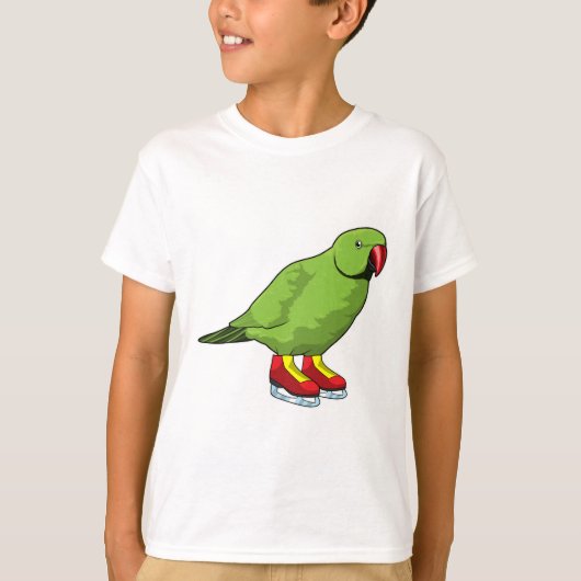 Parrot bij ijsschaatsen met ijs-schaatsen t-shirt (Voorkant)