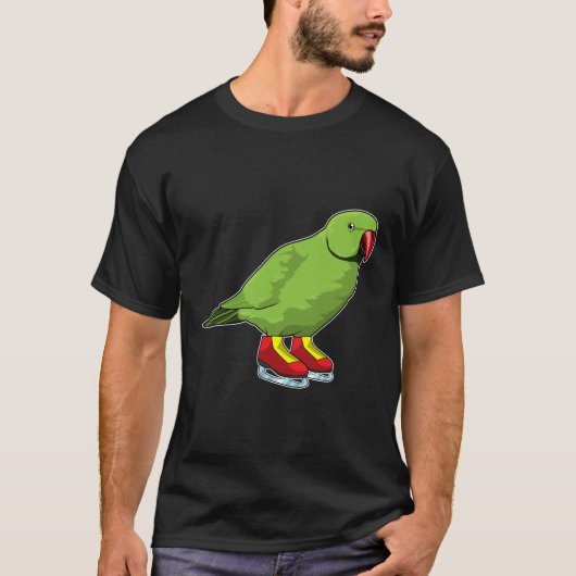 Parrot bij ijsschaatsen met ijs-schaatsen t-shirt (Voorkant)