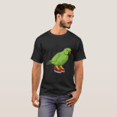 Parrot bij ijsschaatsen met ijs-schaatsen t-shirt (Voorkant volledig)