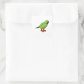Parrot bij ijsschaatsen met ijs-schaatsen vierkante sticker (Tas)