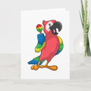 Parrot bij Muziek met Maracas Kaart