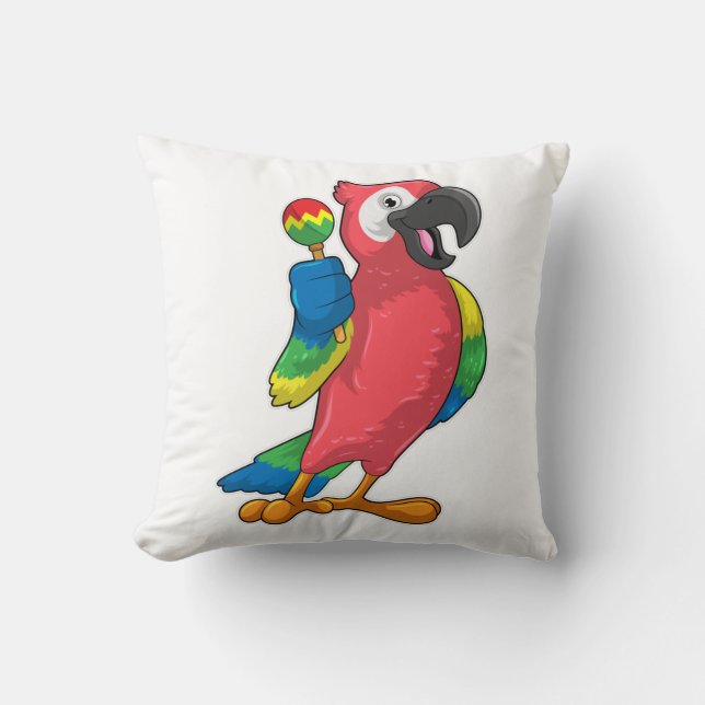 Parrot bij Muziek met Maracas Kussen (Voorkant)