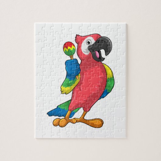Parrot bij Muziek met Maracas Legpuzzel (Verticaal)