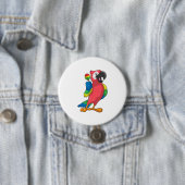 Parrot bij Muziek met Maracas Ronde Button 7,6 Cm (In situ)