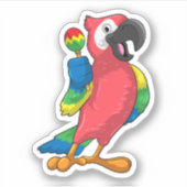 Parrot bij Muziek met Maracas Sticker (Voorkant)