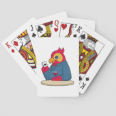 Parrot bij Poker met pokerkaarten (Achterkant)