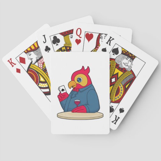 Parrot bij Poker met pokerkaarten (Achterkant)