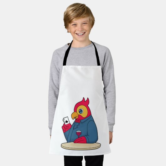 Parrot bij Poker met pokerkaarten Schort (Gedragen)