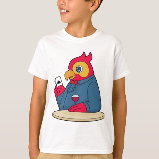Parrot bij Poker met pokerkaarten T-shirt (Voorkant)