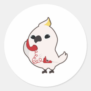Parrot bij Telefoon met telefoonontvanger Ronde Sticker