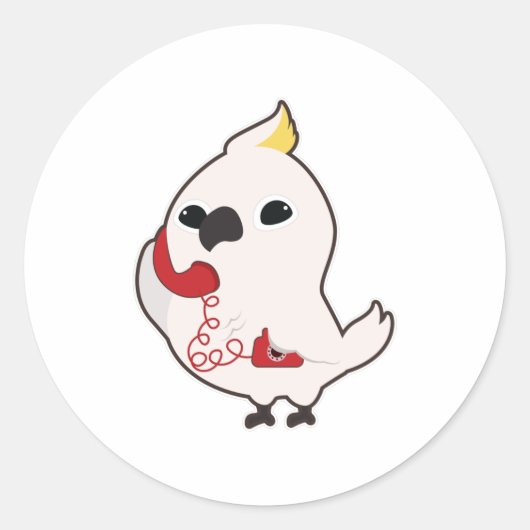 Parrot bij Telefoon met telefoonontvanger Ronde Sticker (Voorkant)