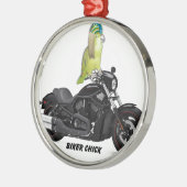 Parrot Biker Chick on Metalen Ornament (Links)