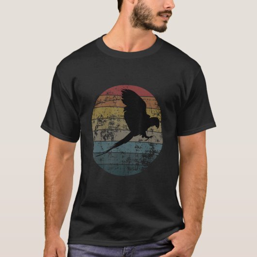 Parrot Bird Distress Retro Style Silhoue T-shirt (Voorkant)