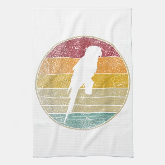 Parrot Bird Distress Retro Style Silhoue Theedoek (Verticaal)